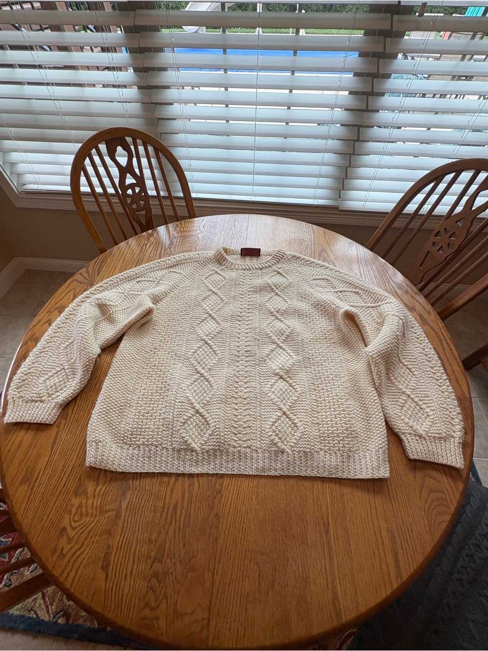 Scottish Mary Macleod Handknit Vintage Wool Sweater Cream Men’s XL Fishermans